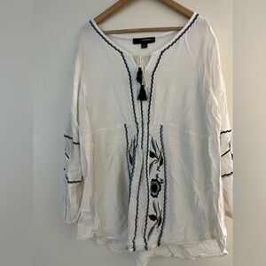 White Embroidered Women's Top